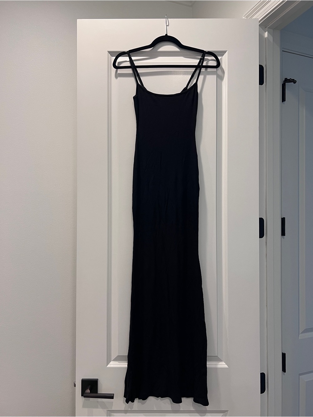 SKIMS Black Spaghetti-Strap Maxi Slip Dress
